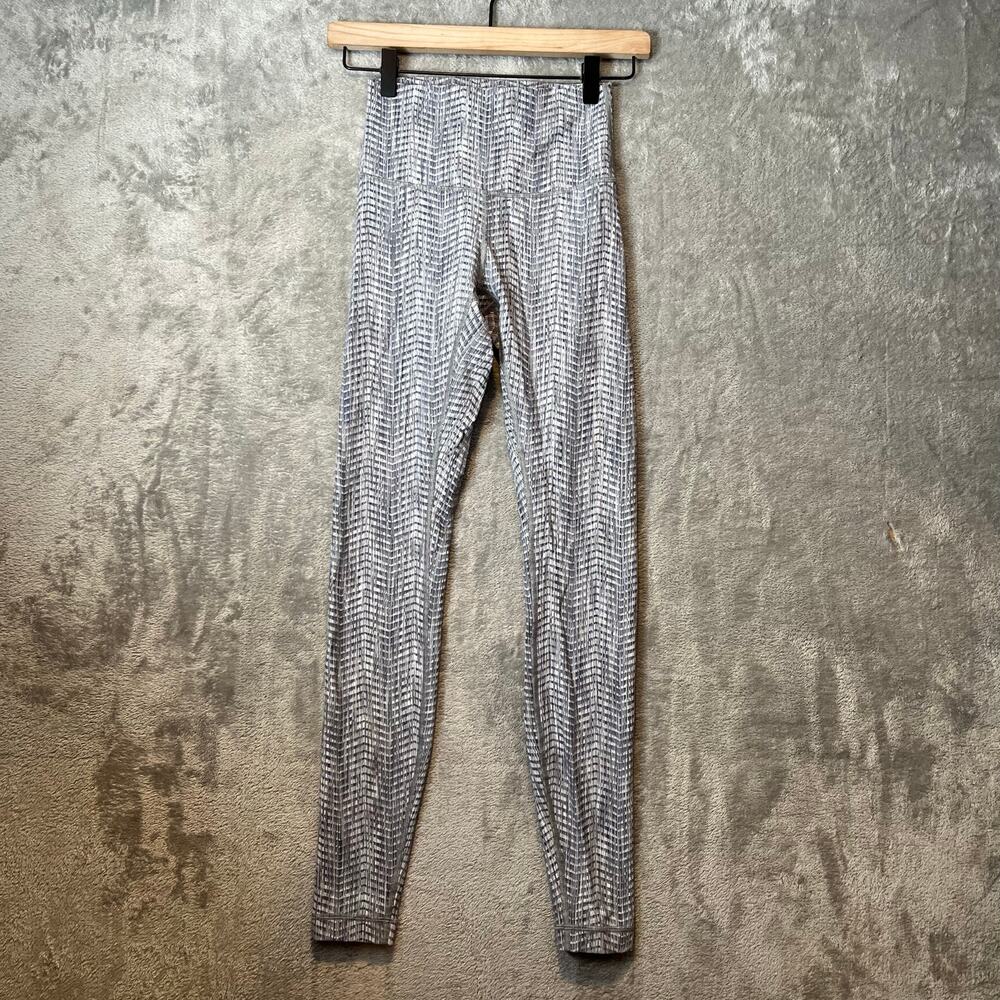 Lululemon Wunder Under Hi-Rise *28" Arrow Jacquard Battleship Silver‎ Spoon Sz 4